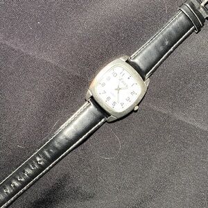 Sleek Black Leather Strap Smartwatch